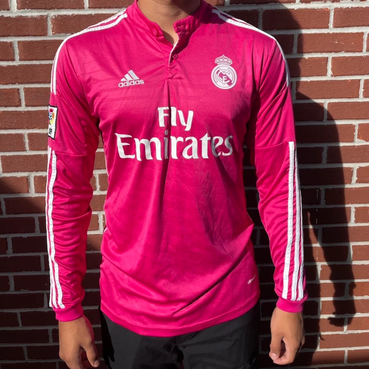 2014/2015 Real Madrid pink long sleeve retro jersey - Image 4