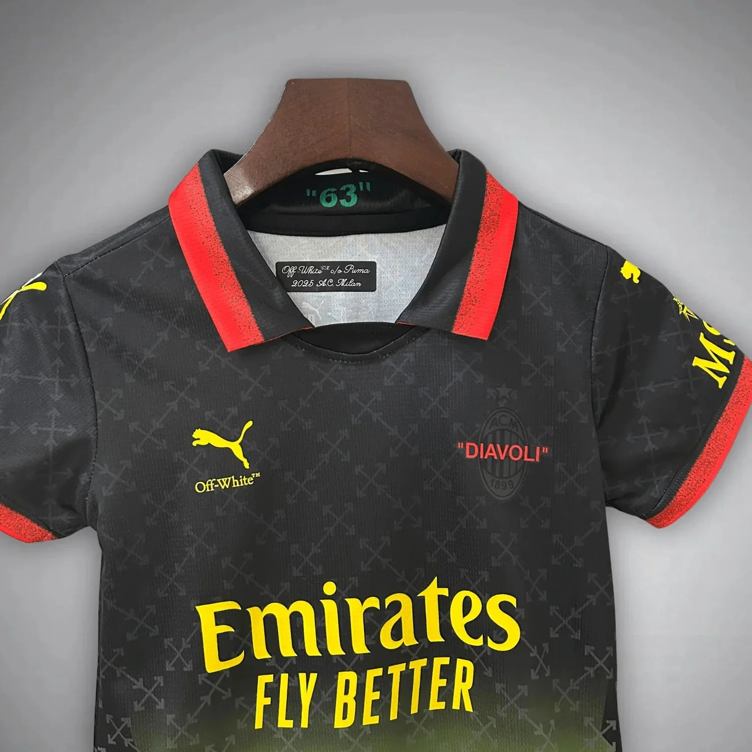 AC Milan x Off-White Black Kids Jersey 2025/2026 - Image 3