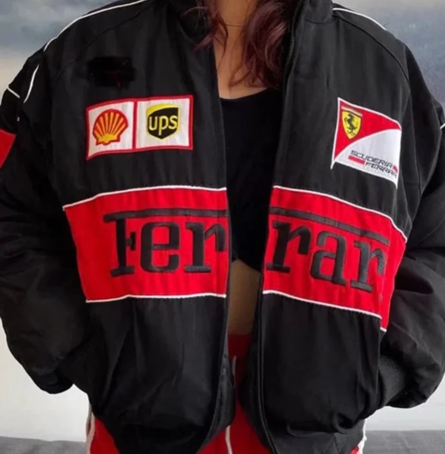 Rari F1 Racing Team Jacket – Black Scuderia Motorsport Zip-Up Coat - Image 6