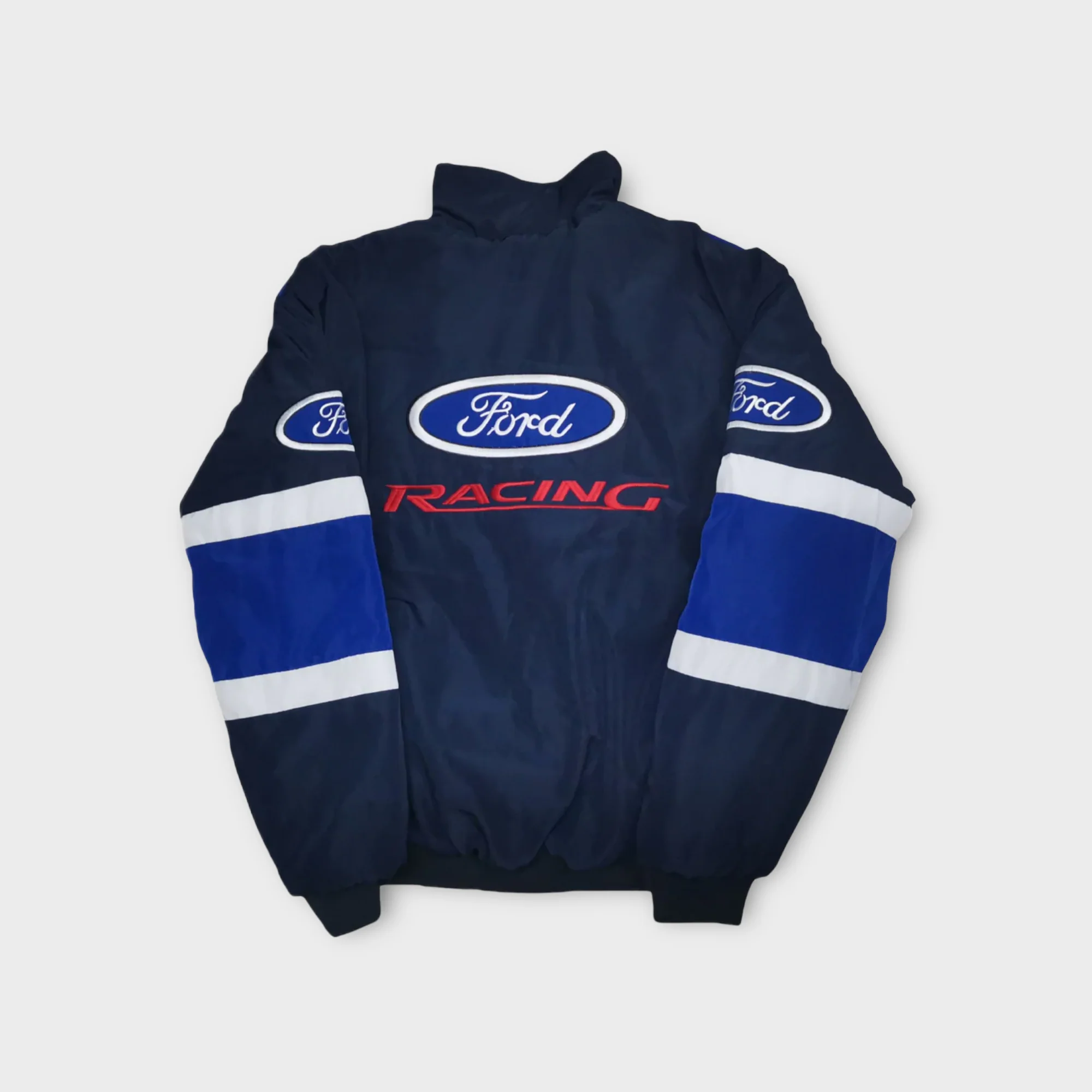 Ford Racing Team Jacket – Blue & White Zip-Up Vintage Style - Image 3