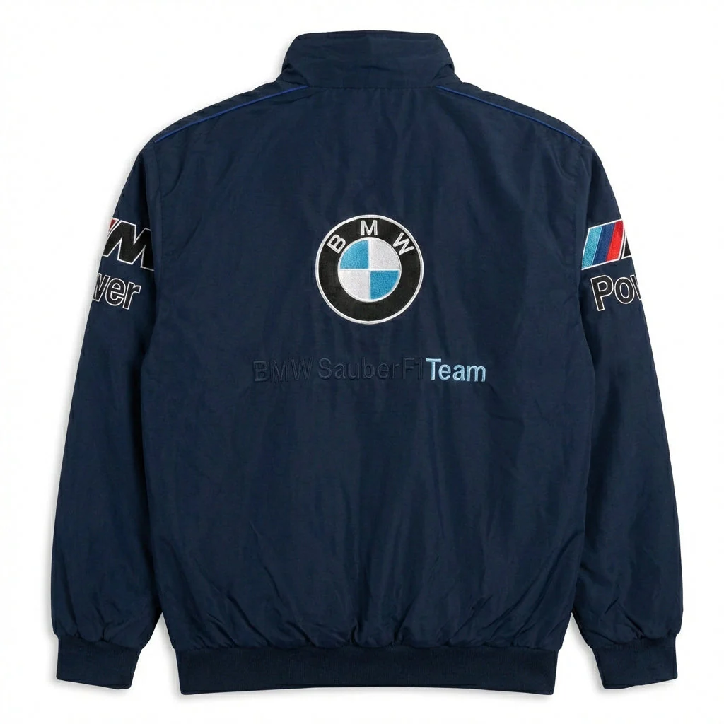 BMW Sauber F1 Team Zip-Up Jacket Navy Blue | M Power Petronas Racing Logos - Image 3