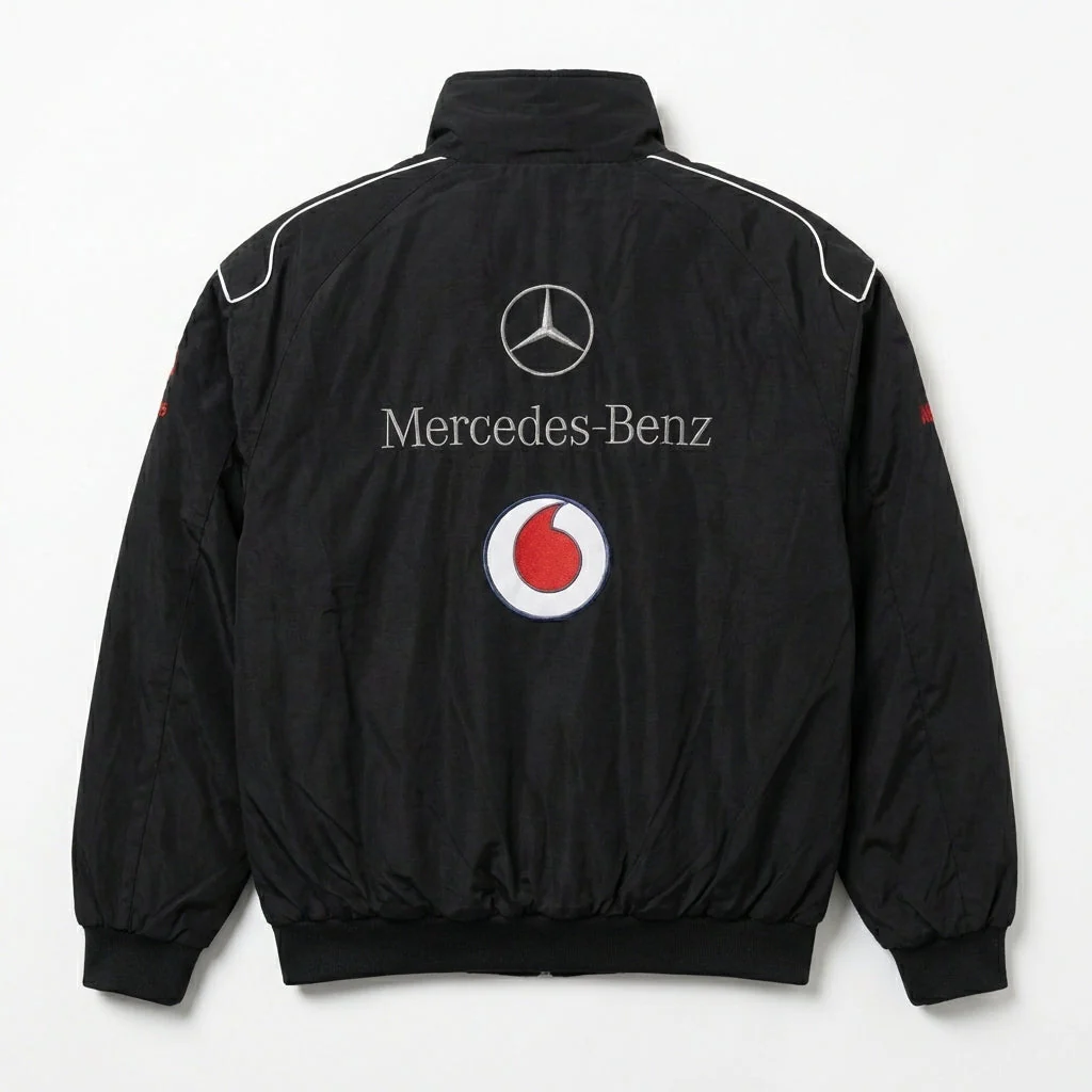 Mercedes-Benz Racing Jacket Black | Full-Zip Stand Collar Motorsport - Image 3