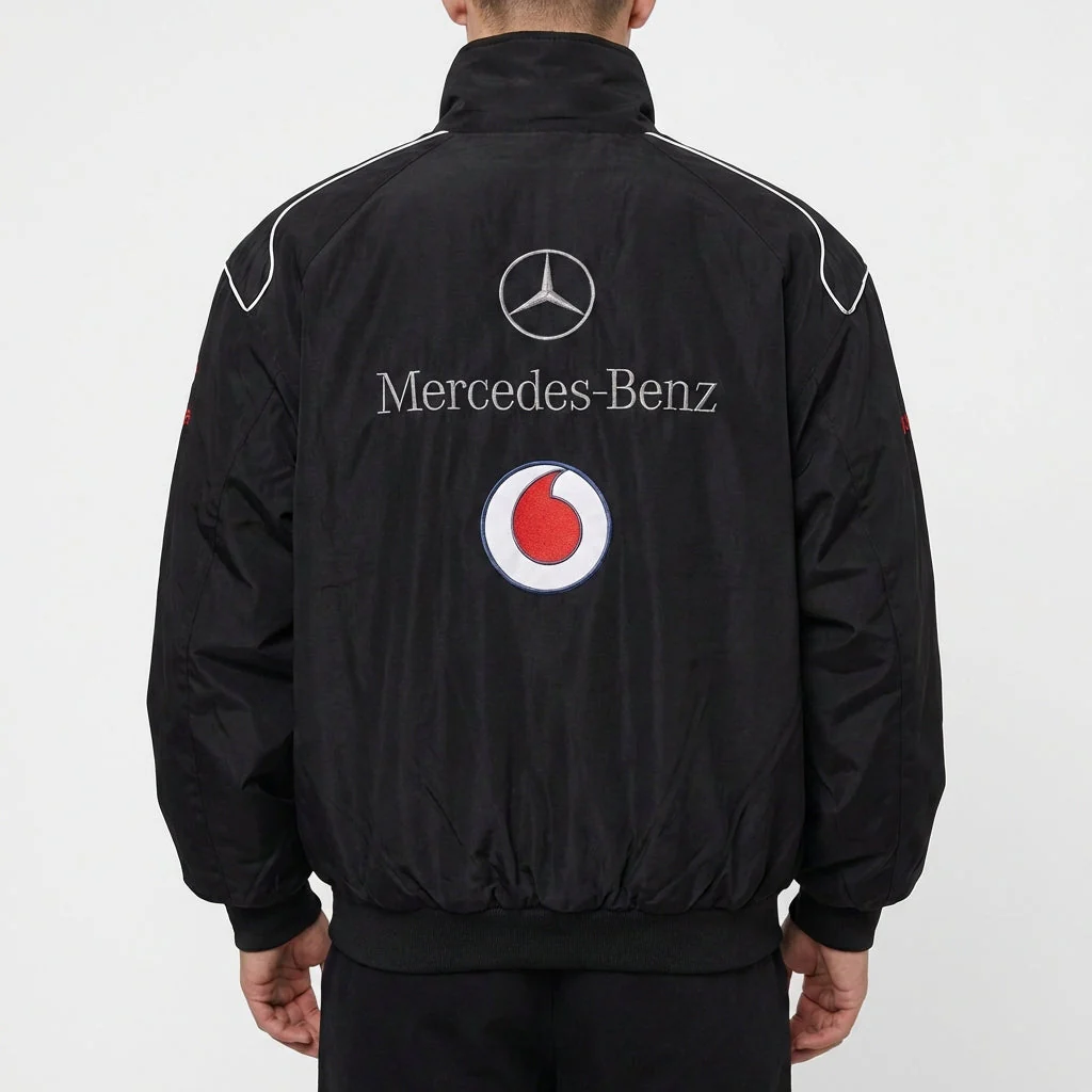 Mercedes-Benz Racing Jacket Black | Full-Zip Stand Collar Motorsport - Image 4