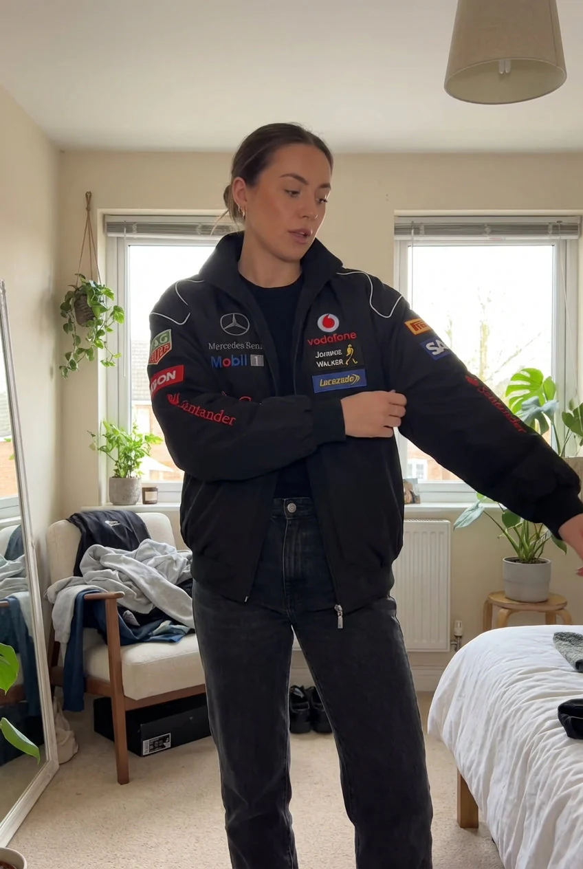 Mercedes-Benz Racing Jacket Black | Full-Zip Stand Collar Motorsport - Image 7