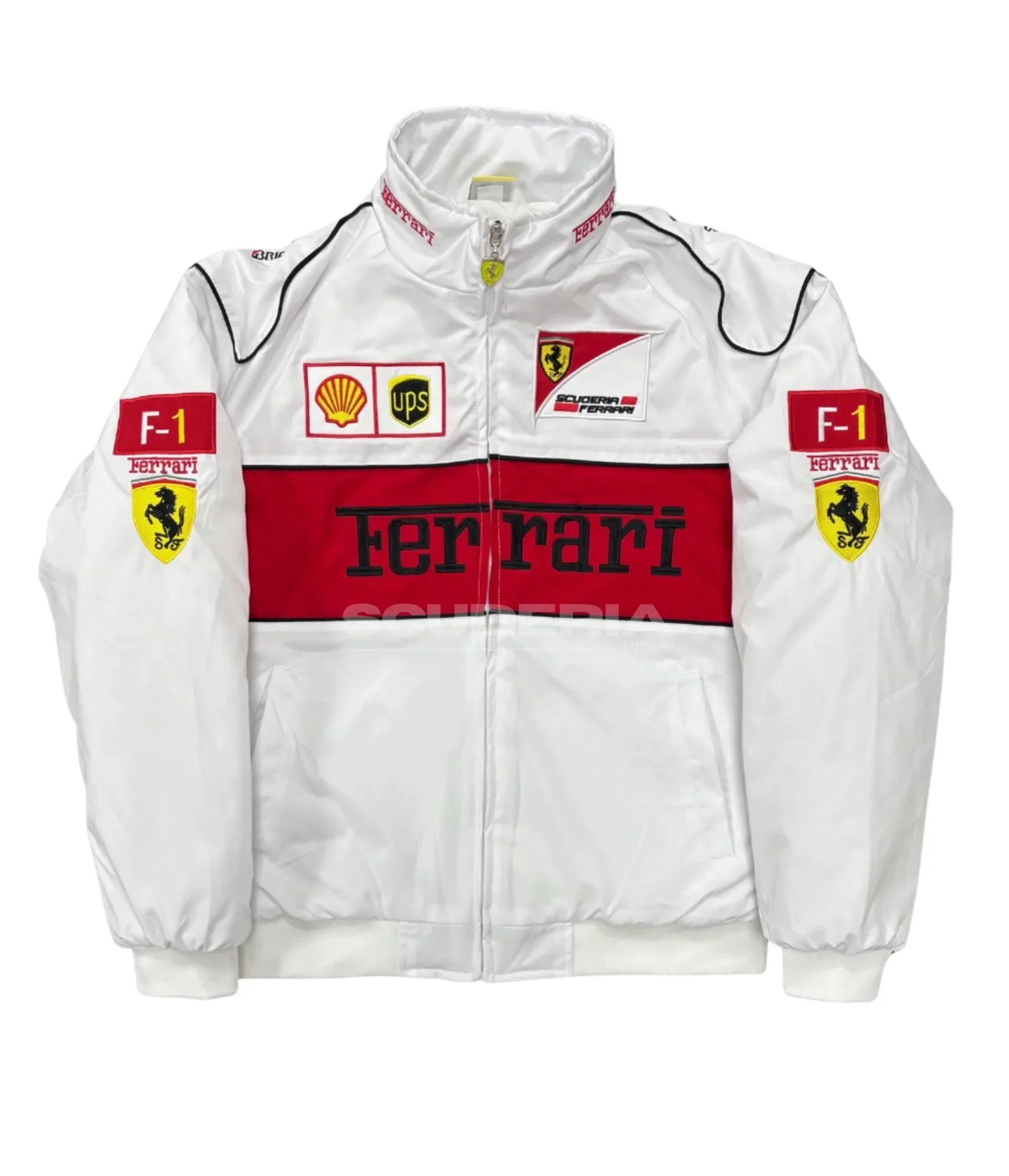 Ferrari F1 Vintage White Racing Jacket - Image 3