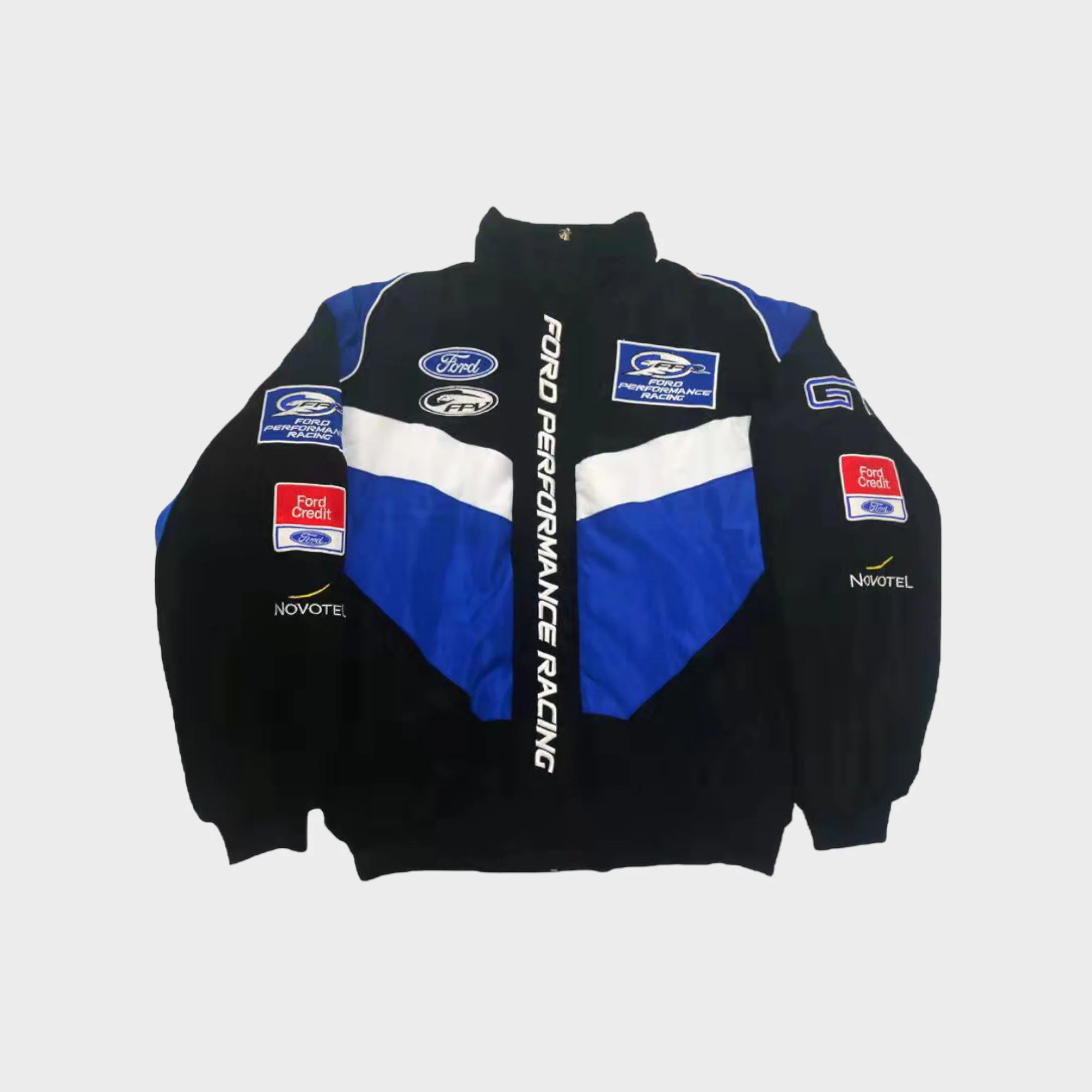 Ford Performance Racing Jacket – Blue & Black Motorsport Team Zip-Up Coat - Image 2