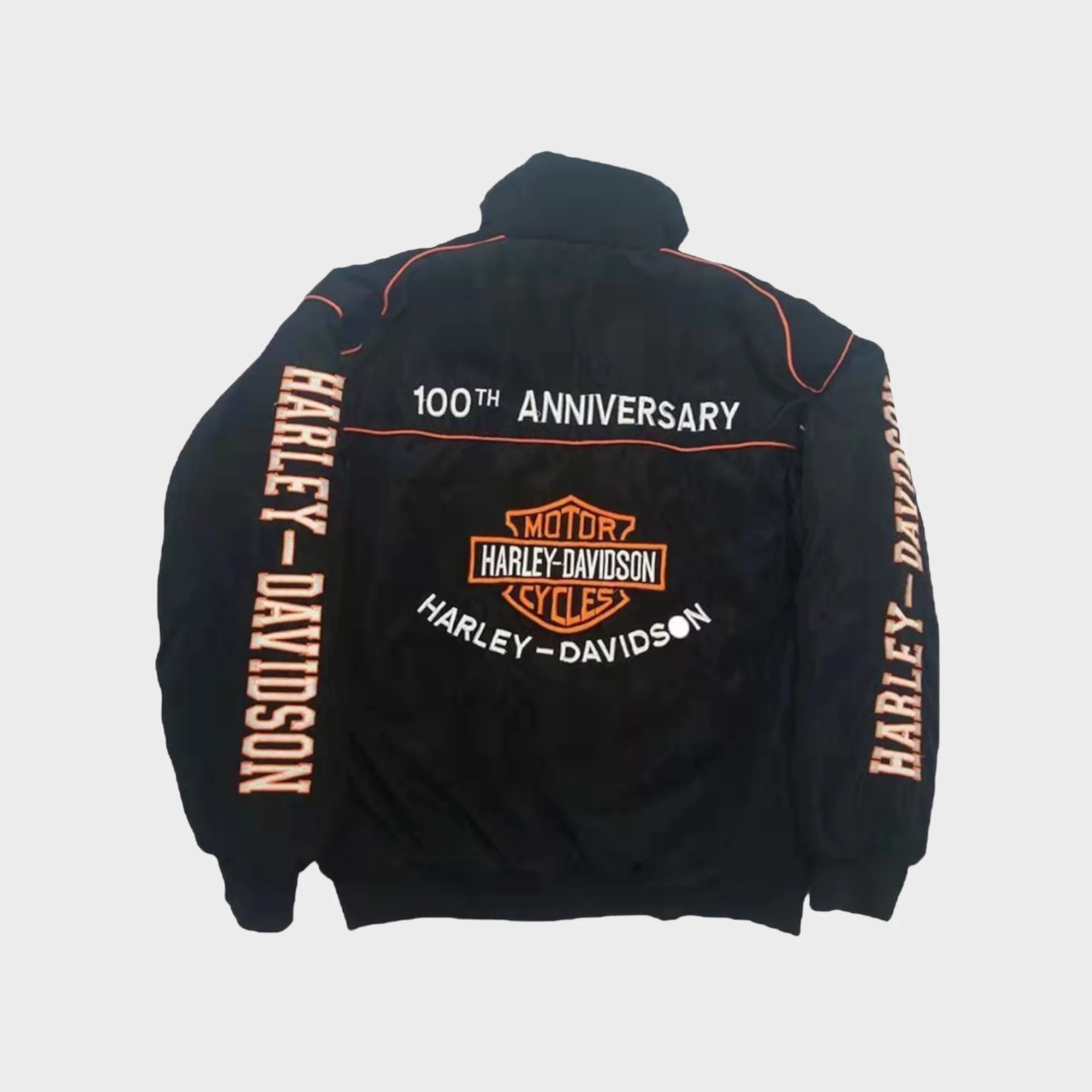 Harley-Davidson Black Embroidered Racing Jacket – Men’s Vintage Biker Windbreaker - Image 3