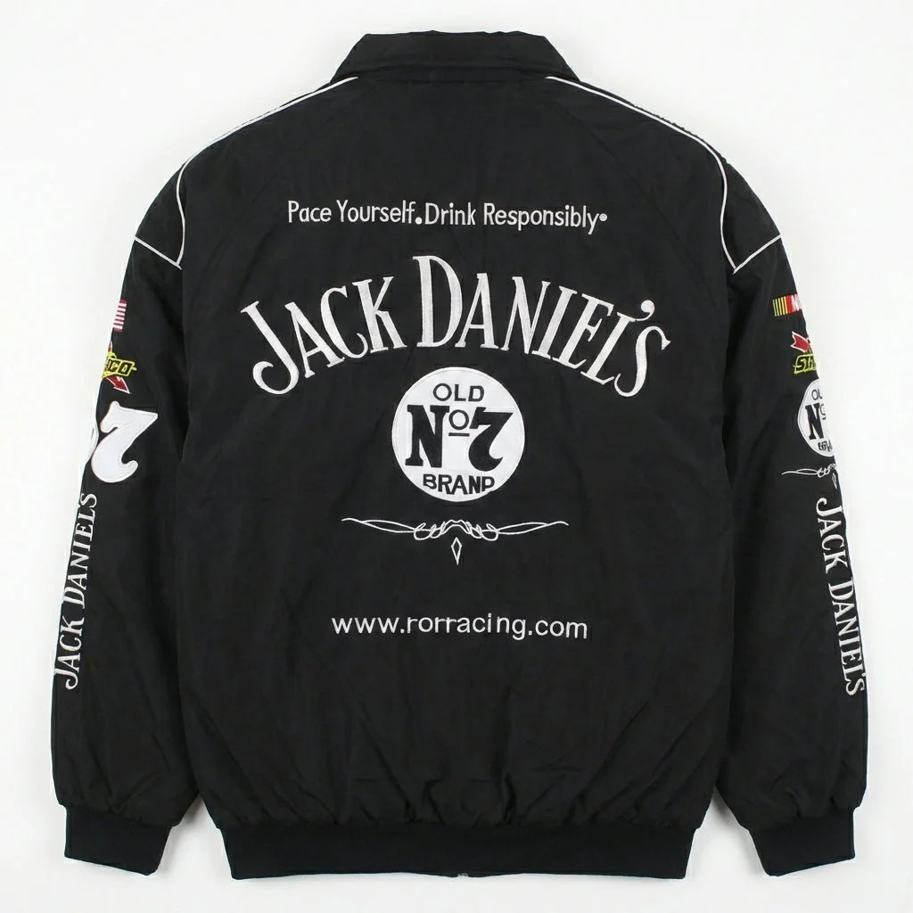 Jack Daniel's Old No. 7 Racing Jacket Black | Full Zip NASCAR Sponsor Logos - Image 3