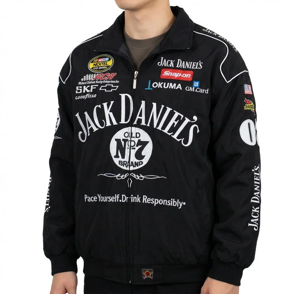 Jack Daniel's Old No. 7 Racing Jacket Black | Full Zip NASCAR Sponsor Logos - Image 5