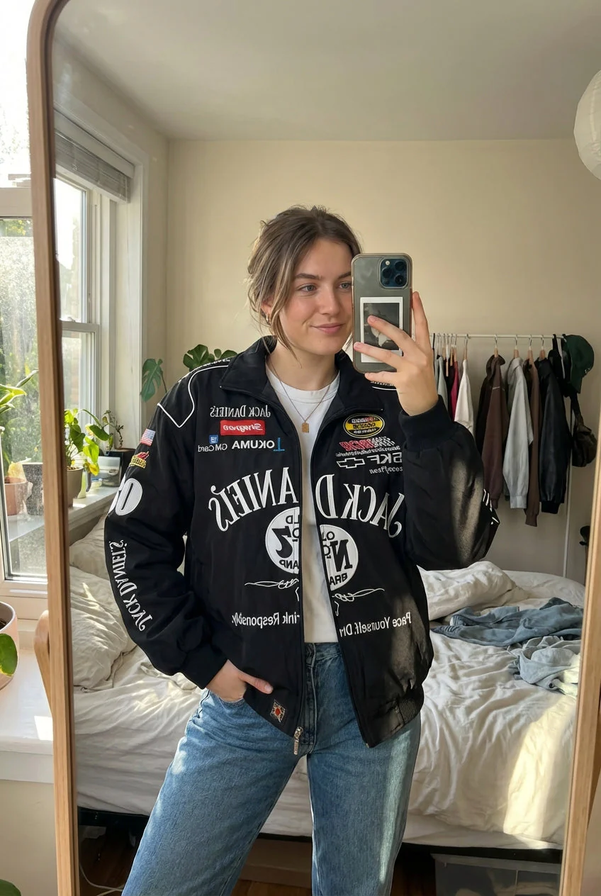 Jack Daniel's Old No. 7 Racing Jacket Black | Full Zip NASCAR Sponsor Logos - Image 7