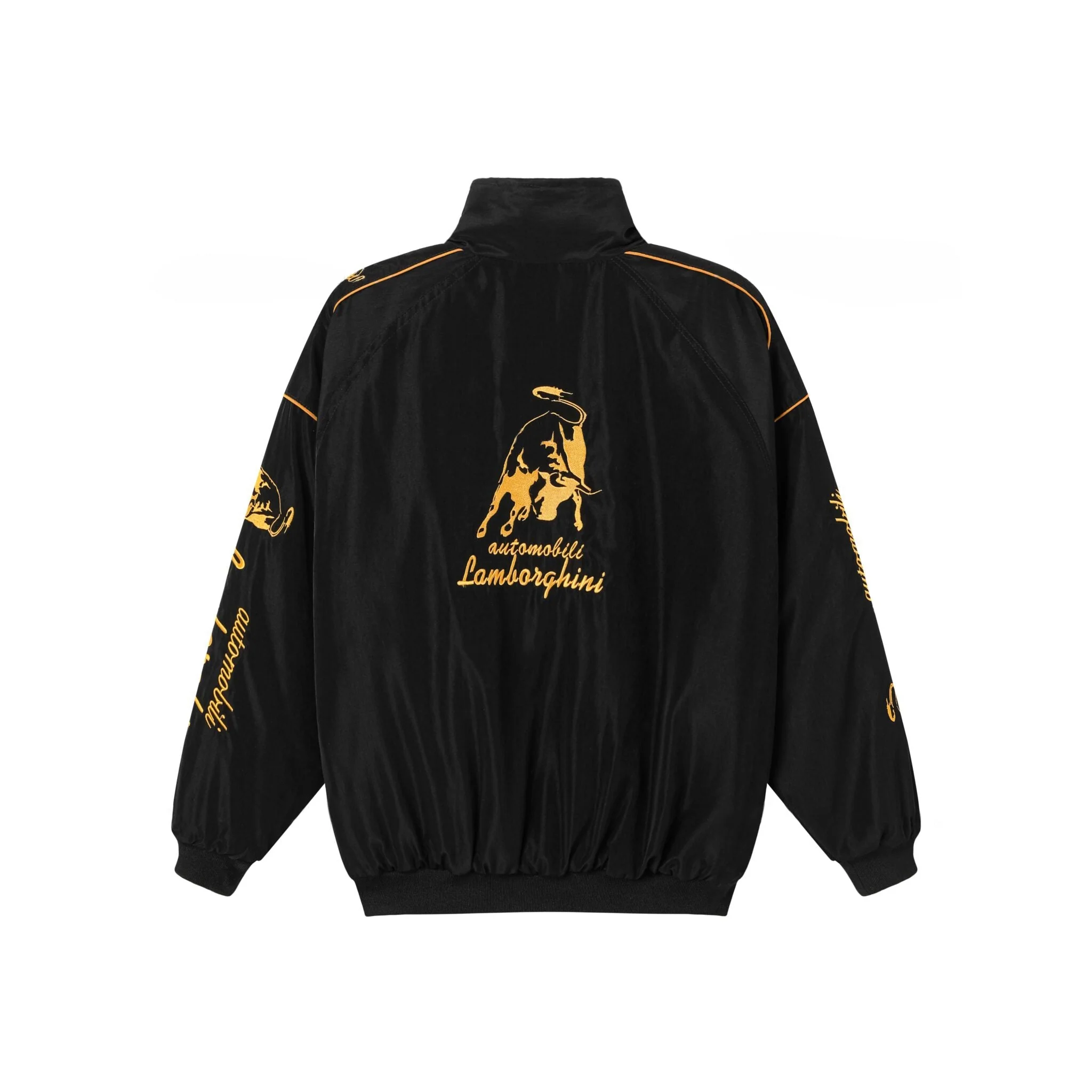 Lamborghini Racing Team Jacket – Black Motorsport Zip-Up with Gold Embroidered Logos - Image 3