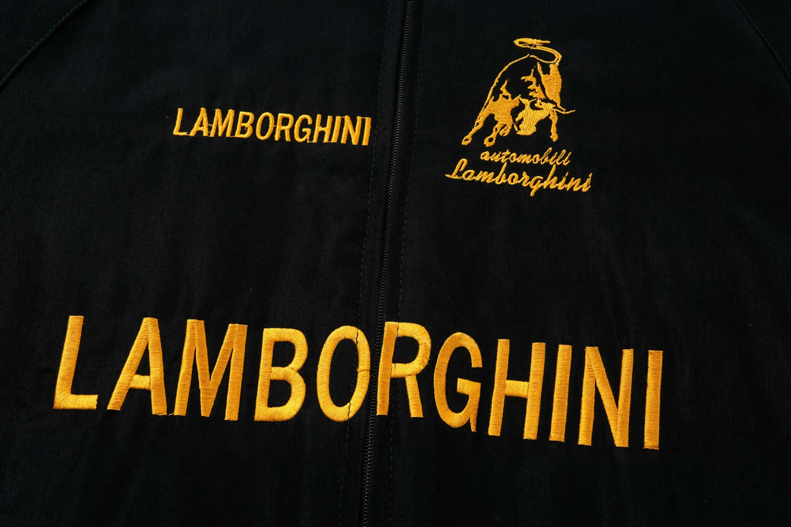 Lamborghini Racing Team Jacket – Black Motorsport Zip-Up with Gold Embroidered Logos - Image 4