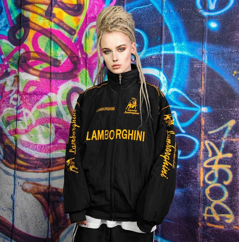 Lamborghini Racing Team Jacket – Black Motorsport Zip-Up with Gold Embroidered Logos - Image 7