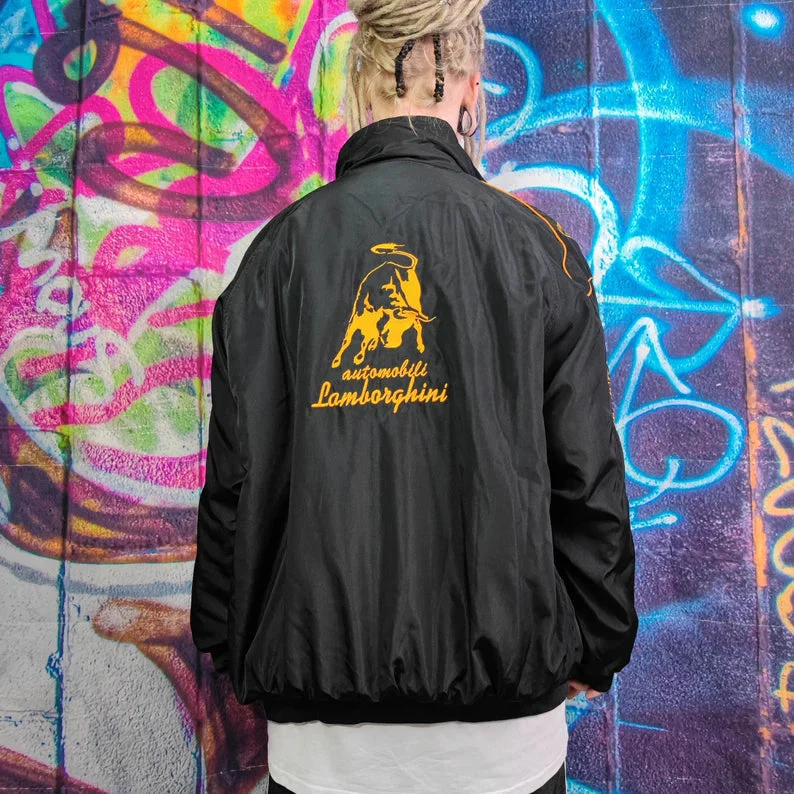 Lamborghini Racing Team Jacket – Black Motorsport Zip-Up with Gold Embroidered Logos - Image 8
