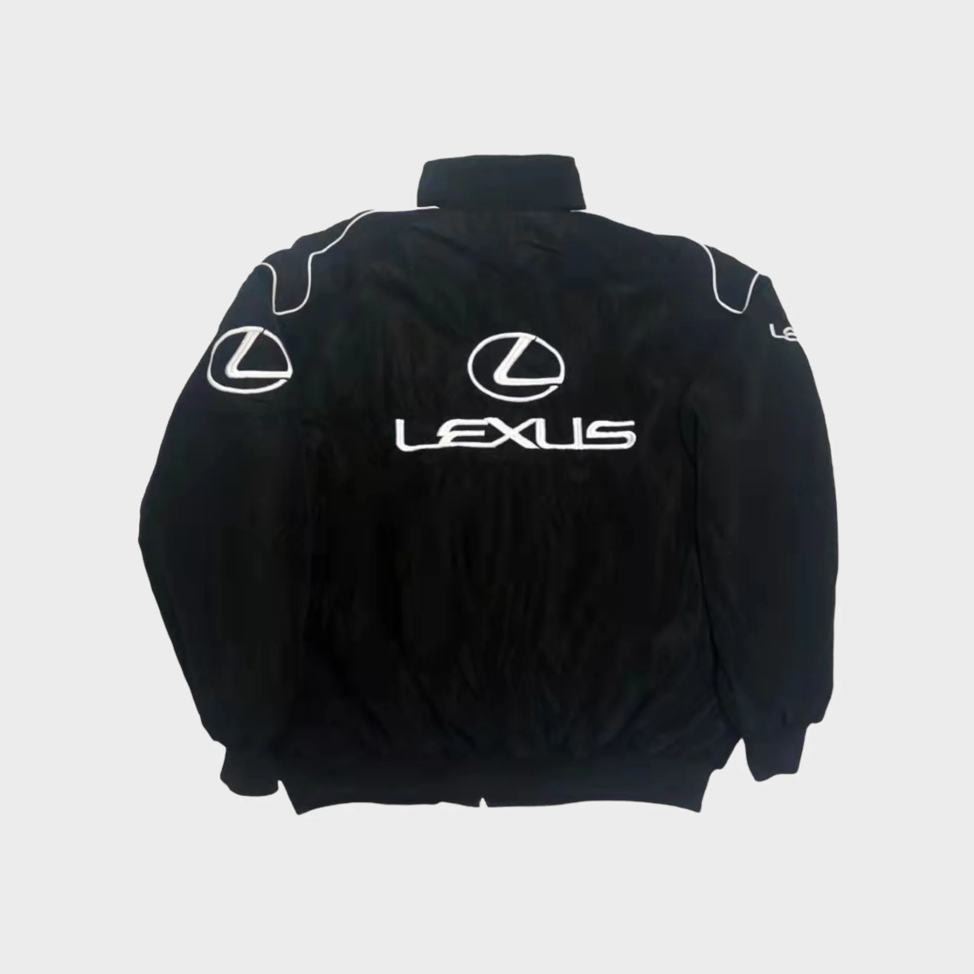 Lexus Racing Puffer Jacket – Black Embroidered Motorsport Windbreaker - Image 3