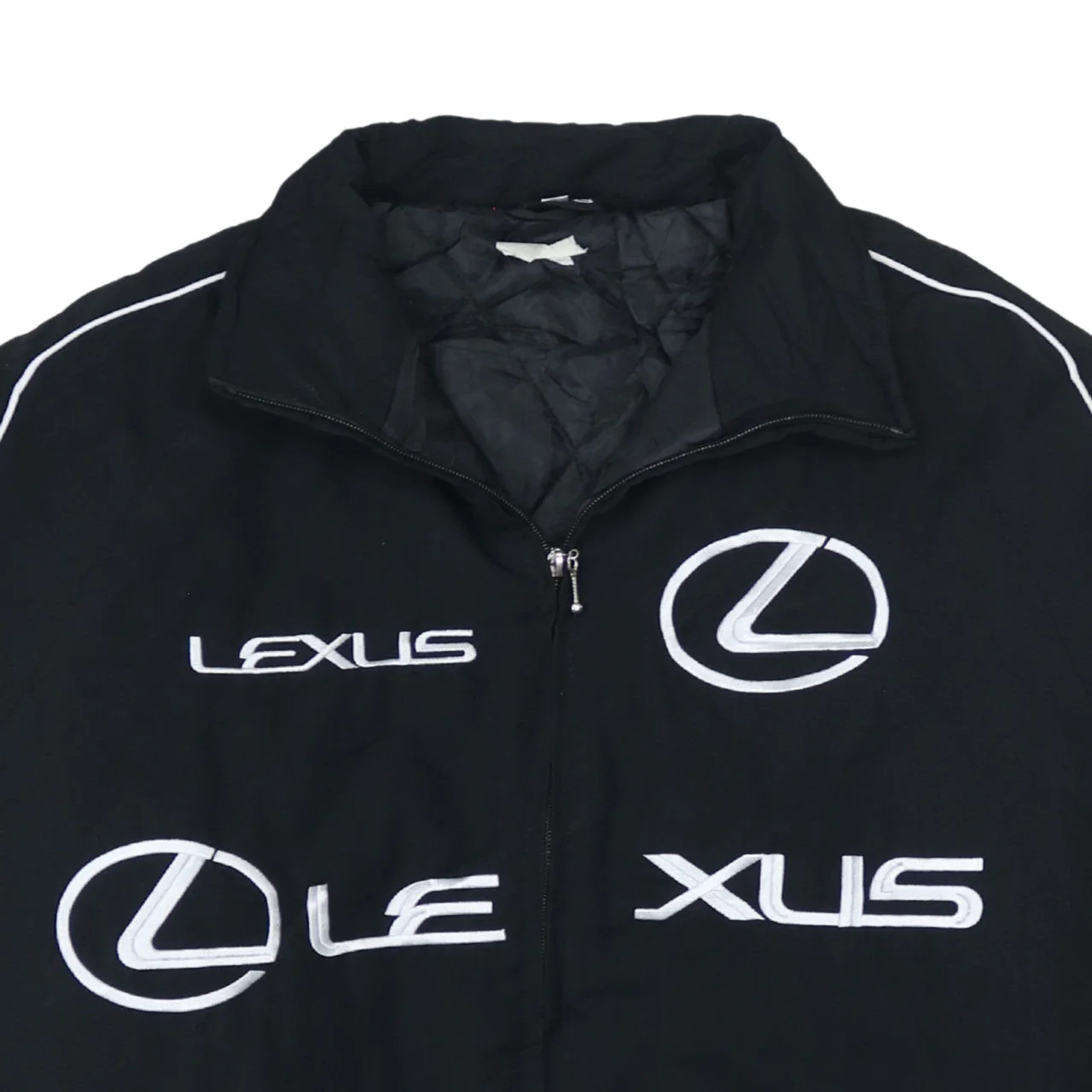 Lexus Black Nascar Jacket Men's Large Embroidered Logos Zip Front Pockets Bomber Outerwear - Image 3