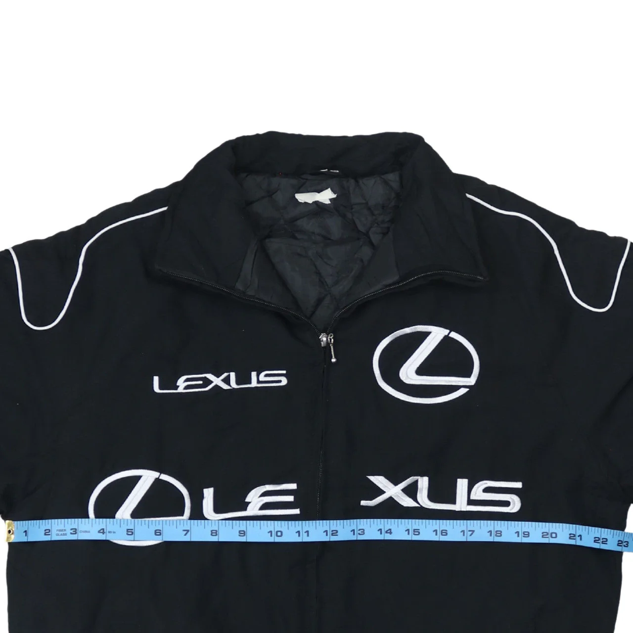 Lexus Black Nascar Jacket Men's Large Embroidered Logos Zip Front Pockets Bomber Outerwear - Image 5