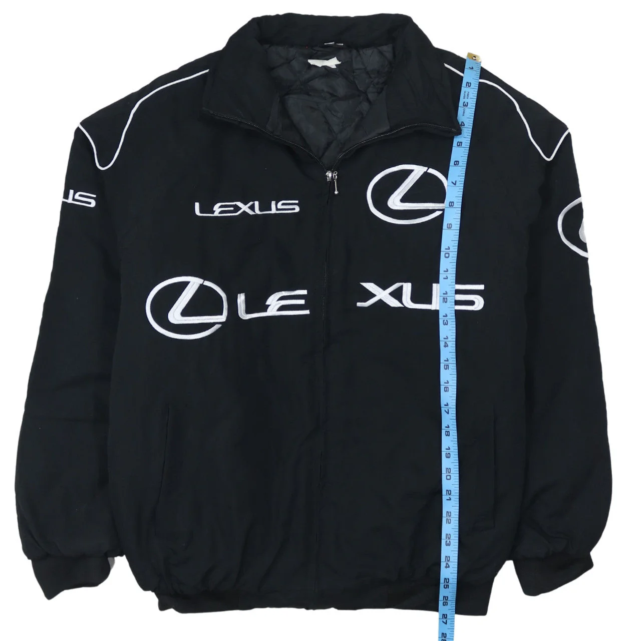Lexus Black Nascar Jacket Men's Large Embroidered Logos Zip Front Pockets Bomber Outerwear - Image 6