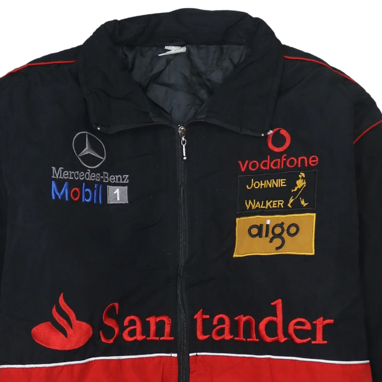 Mercedes-Benz Black Red Nascar Jacket Men's XLarge Embroidered McLaren Logos Racing Bomber Outerwear - Image 3