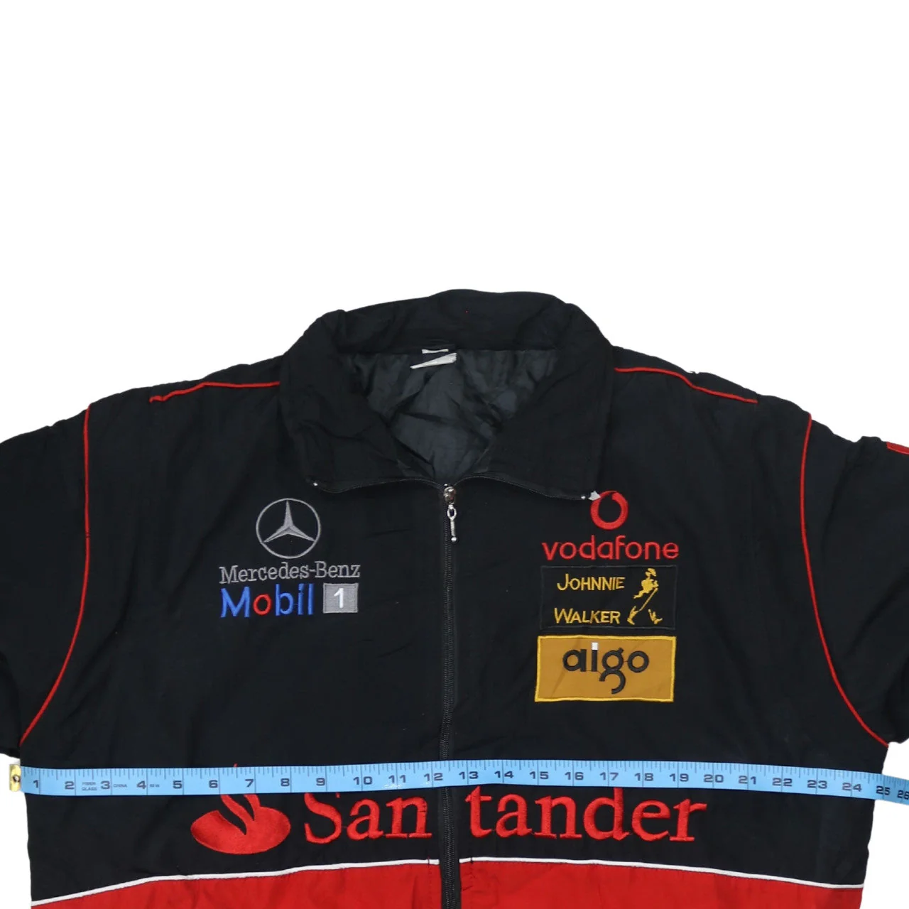 Mercedes-Benz Black Red Nascar Jacket Men's XLarge Embroidered McLaren Logos Racing Bomber Outerwear - Image 5