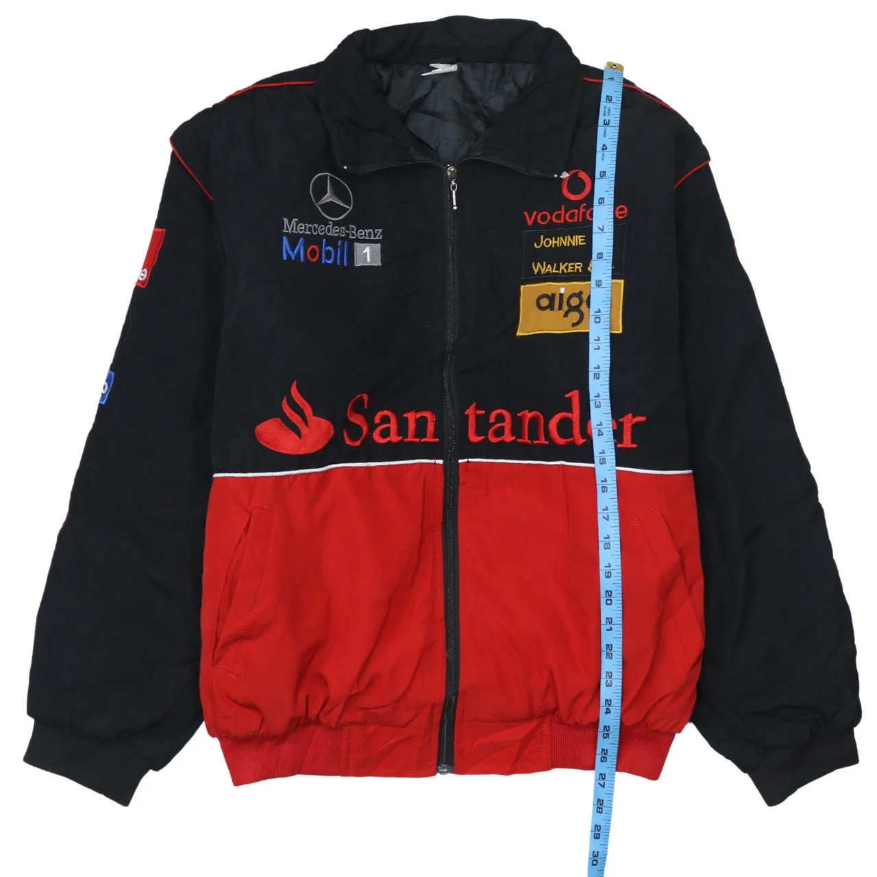 Mercedes-Benz Black Red Nascar Jacket Men's XLarge Embroidered McLaren Logos Racing Bomber Outerwear - Image 6