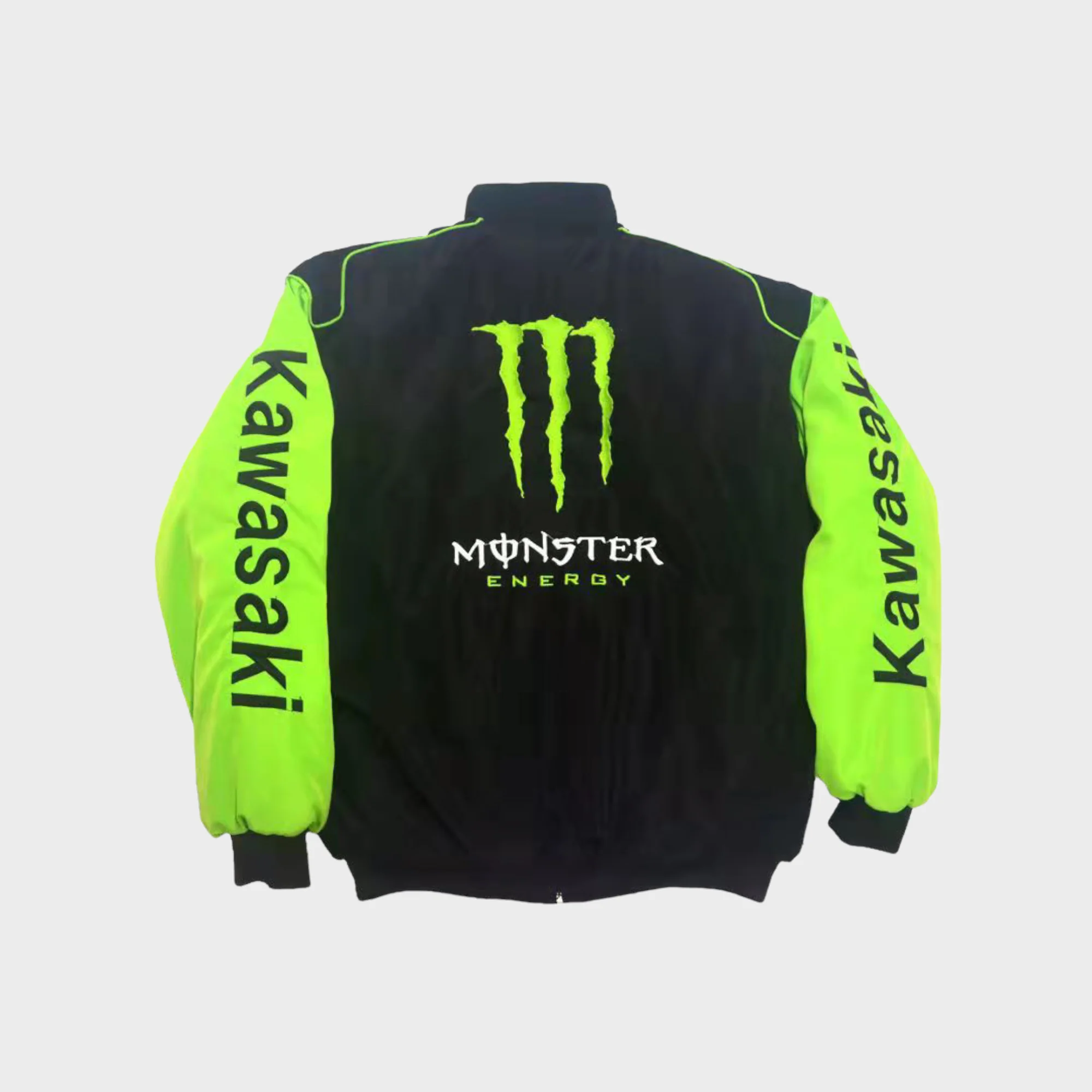 Kawasaki Monster Energy Racing Team Jacket – Black/Green Motorsport Outerwear - Image 3