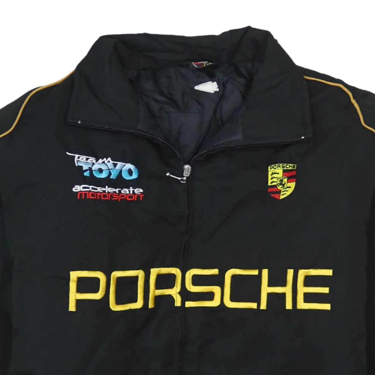 Porsche Black Nascar Jacket Men’s XLarge Embroidered Logos Zip Front Racing Outerwear - Image 3