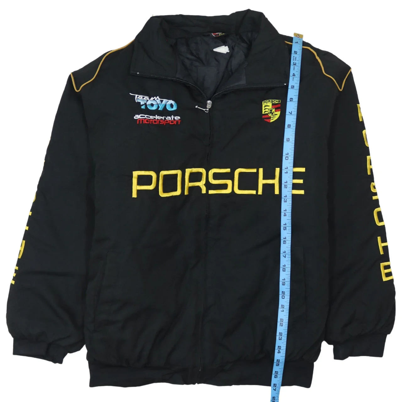 Porsche Black Nascar Jacket Men’s XLarge Embroidered Logos Zip Front Racing Outerwear - Image 6