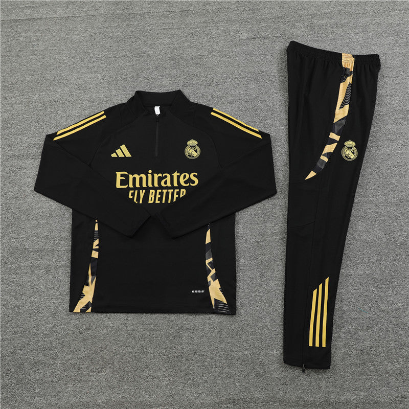 Real Madrid Tracksuit – Black (Kids) - Image 2