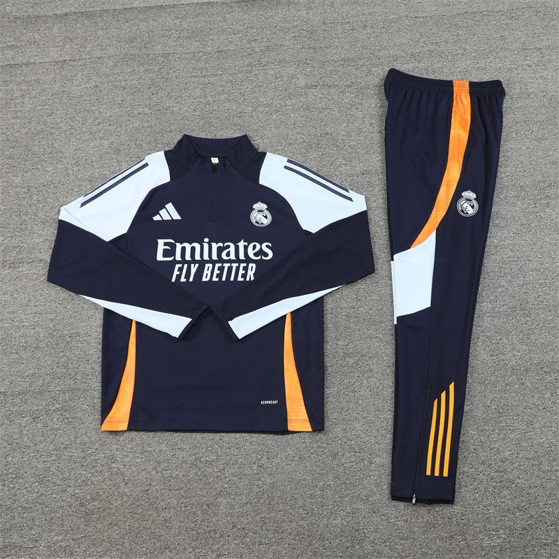 Real Madrid Tracksuit Navy/Grey/Orange - Image 3