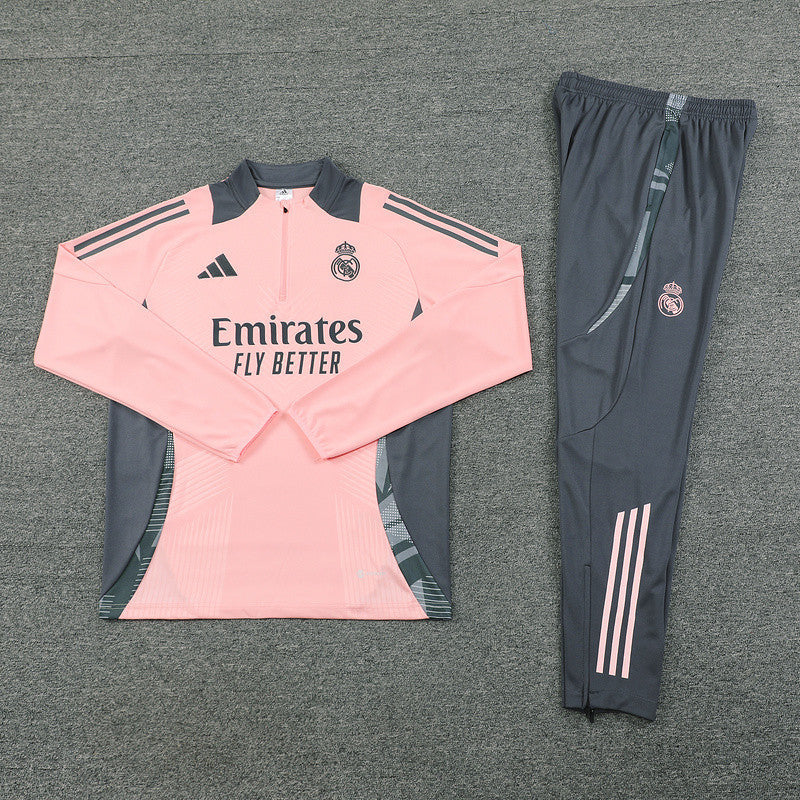 Real Madrid Tracksuit Pink & Grey - Image 2