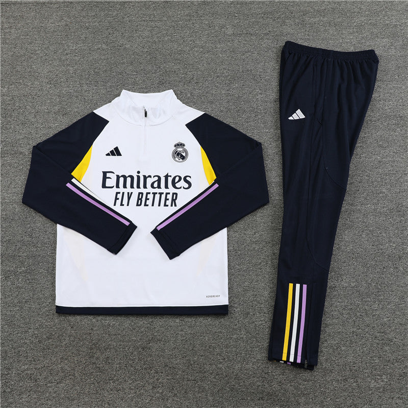 Real Madrid Tracksuit (White) – Kids - Image 2