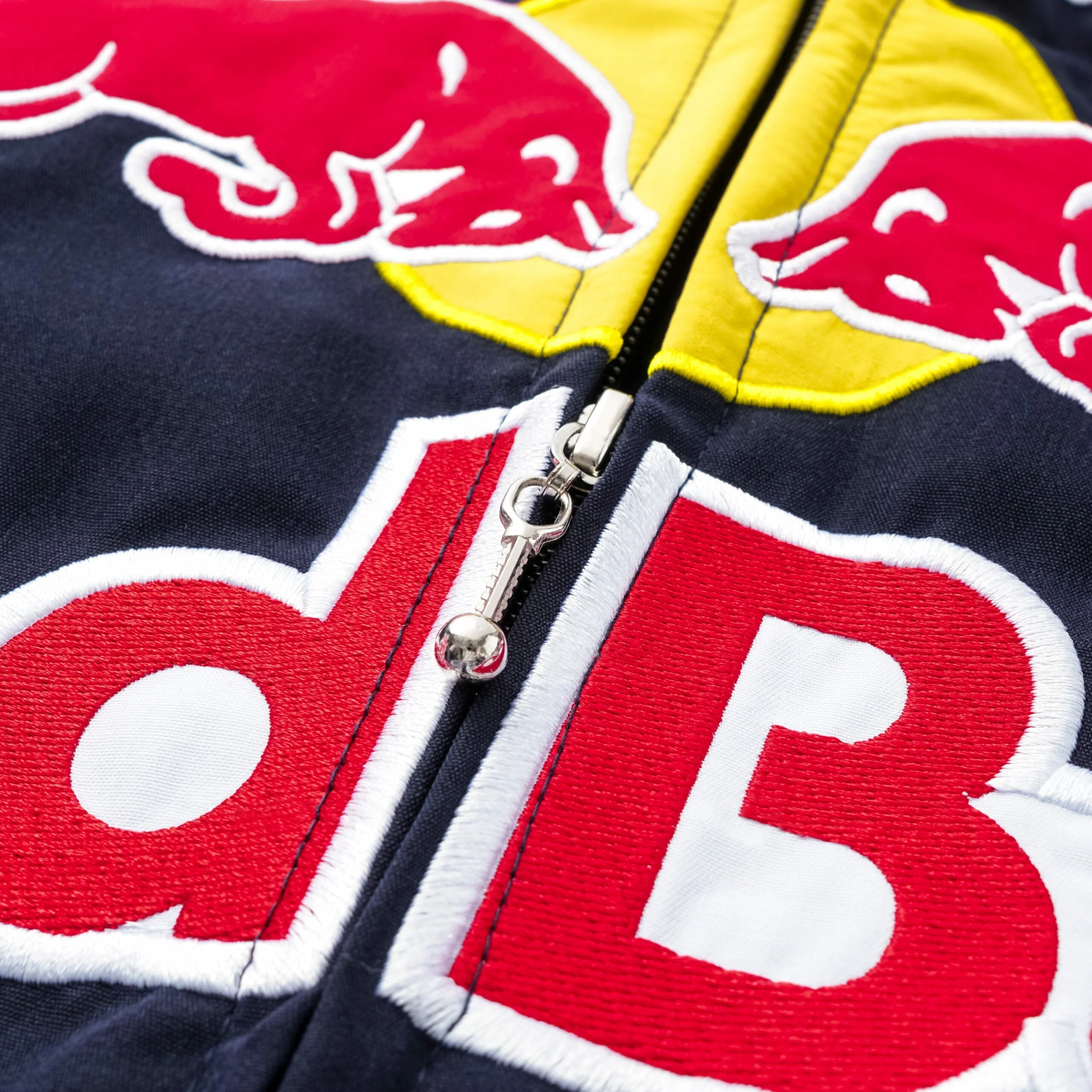 Red Bull Racing F1 Team Jacket - Navy Blue Motorsport Bomber with Embroidered Sponsors - Image 5