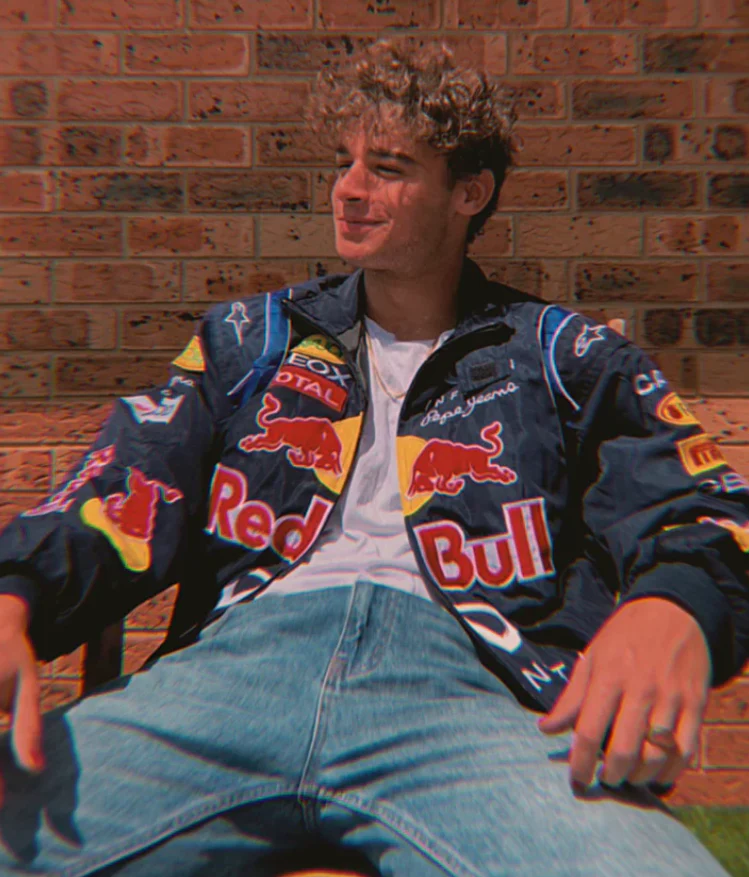 Red Bull Racing F1 Team Jacket - Navy Blue Motorsport Bomber with Embroidered Sponsors - Image 9