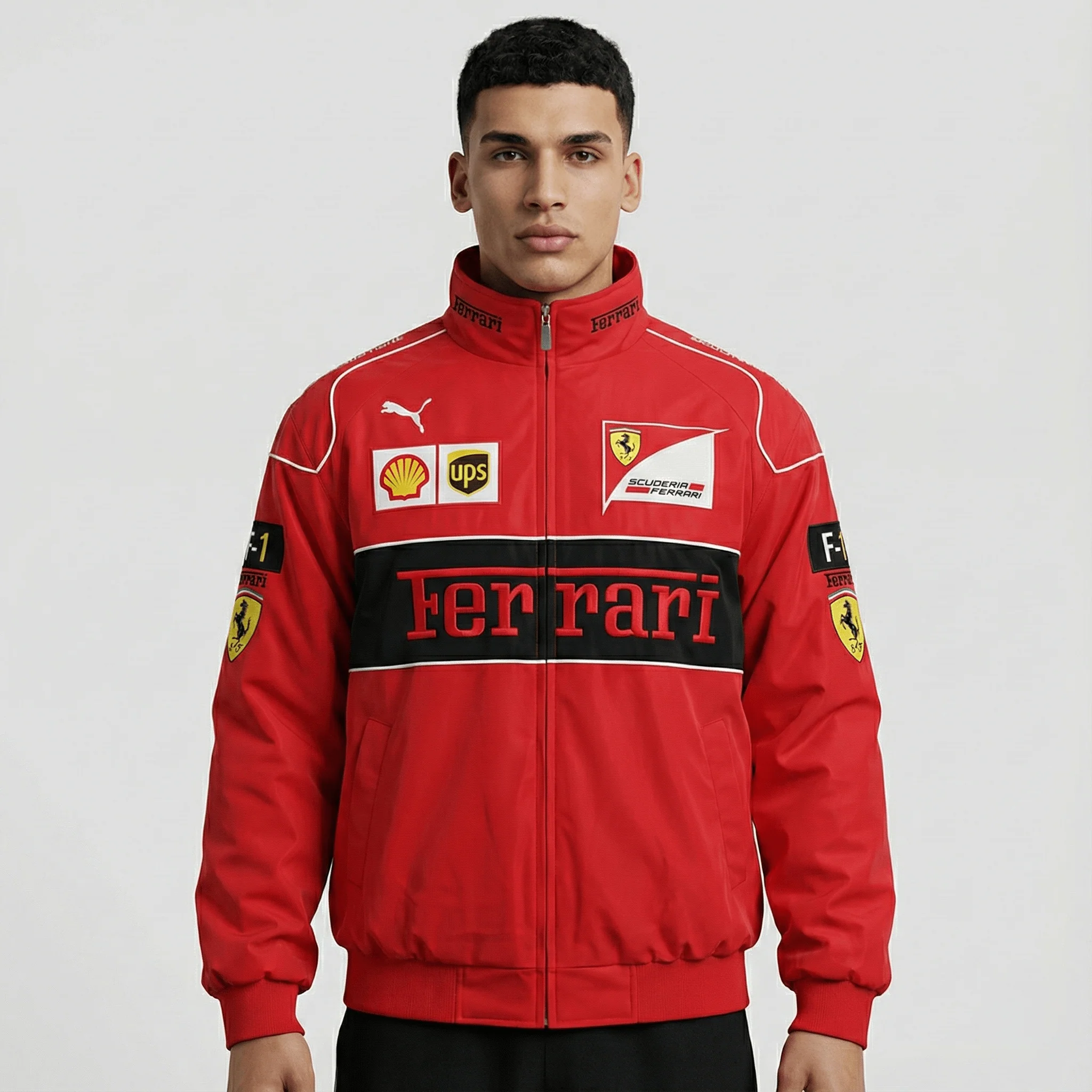 Rari F1 Racing Team Jacket – Red Scuderia Motorsport Zip-Up Coat